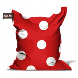 Pouf rouge pois blancs