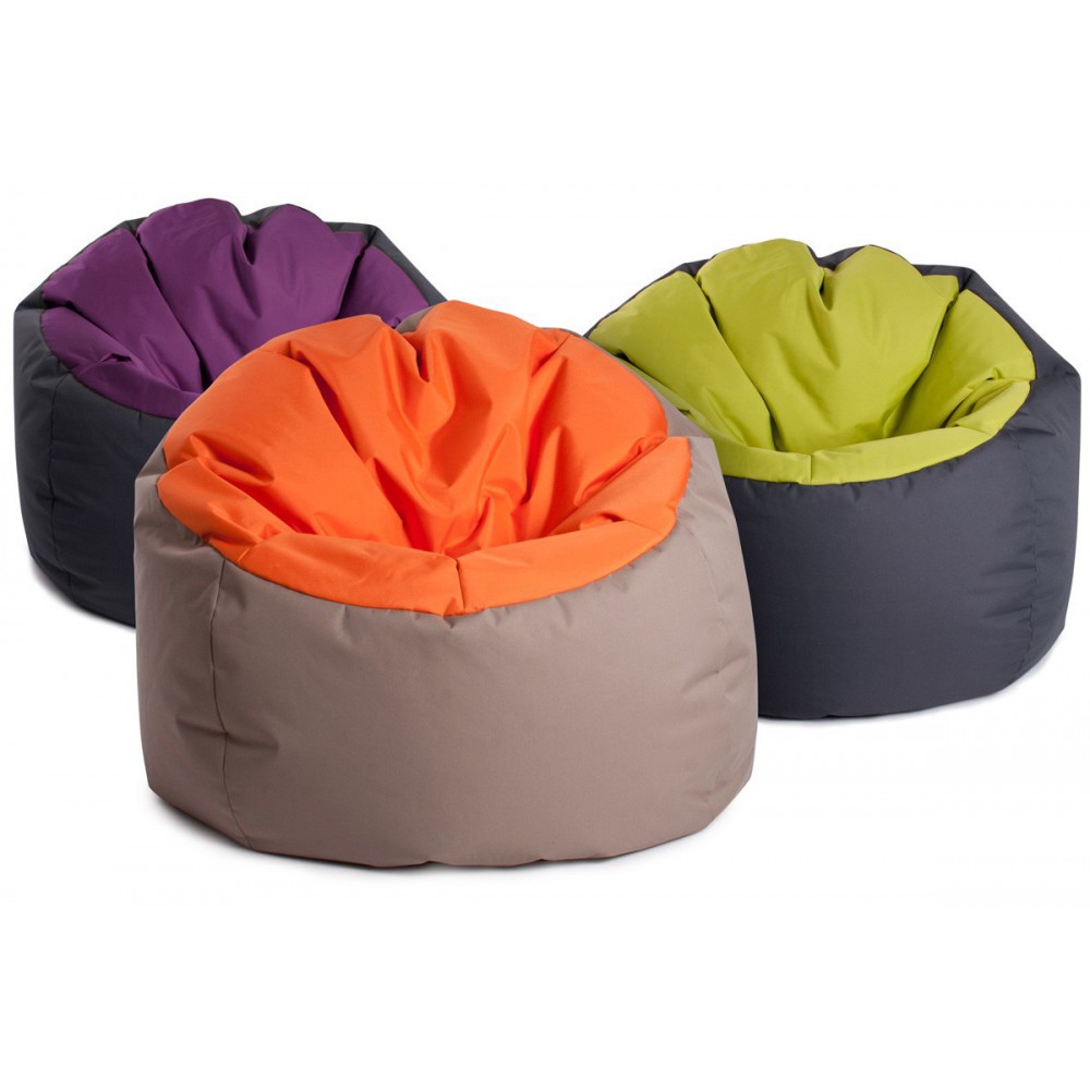 Pouf poire Bowly moelleux gris et orange. Vente poufs sur Pouf Design