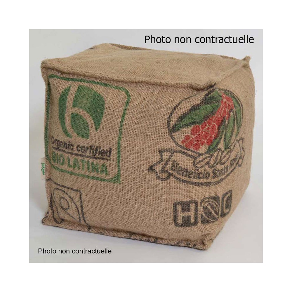Pouf cube toile jute recyclée Pouf cube toile jute recyclée