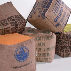 Pouf sac café recyclé