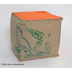 Pouf cube sac recyclé orange