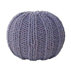 Pouf tricot bleu