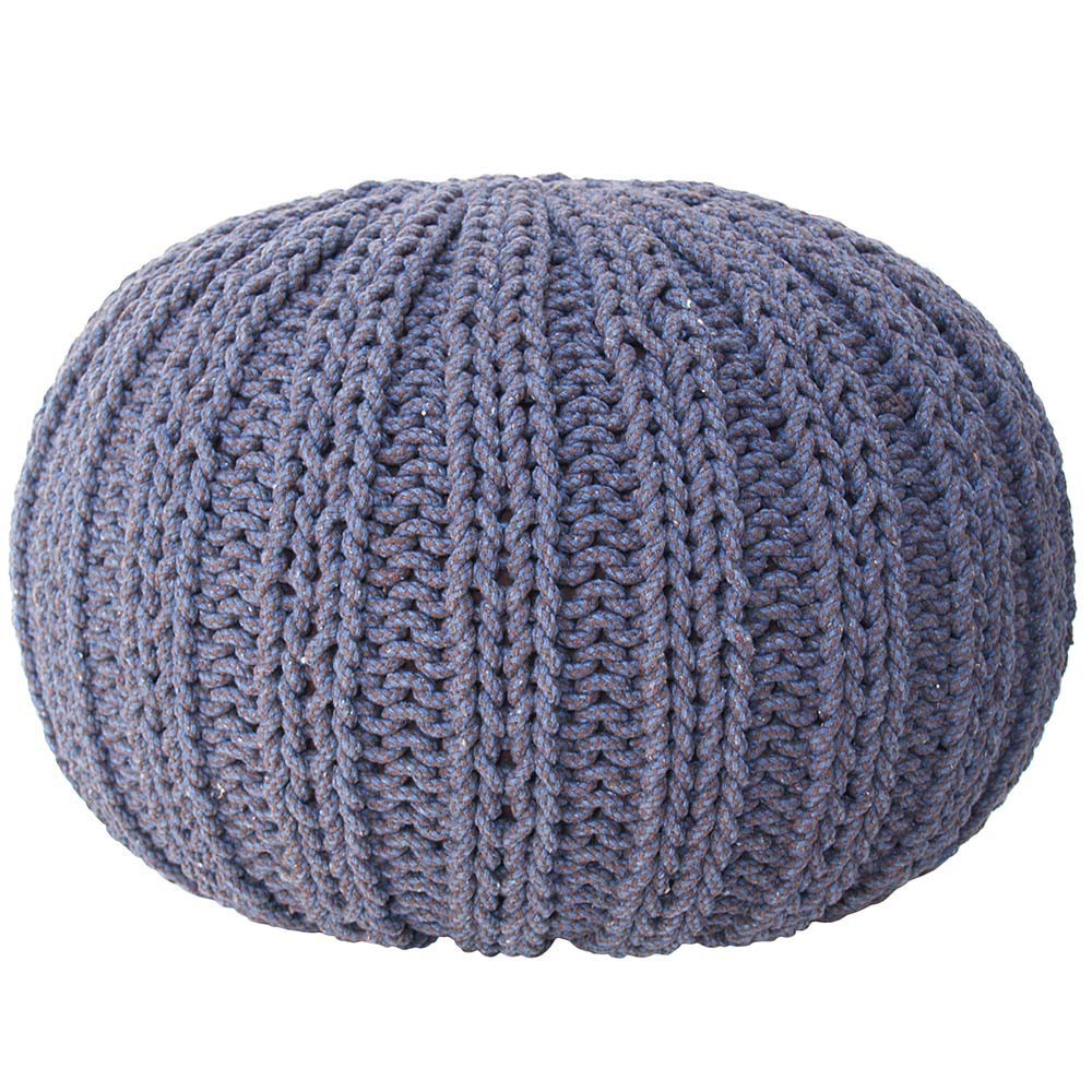 Grand pouf tricot bleu Grand pouf tricot bleu