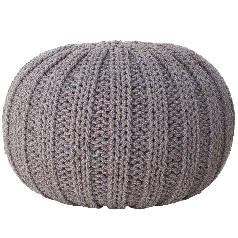 Grand pouf tricot gris Grand pouf tricot gris