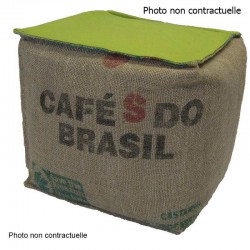 Pouf cube lin et coton vert anis