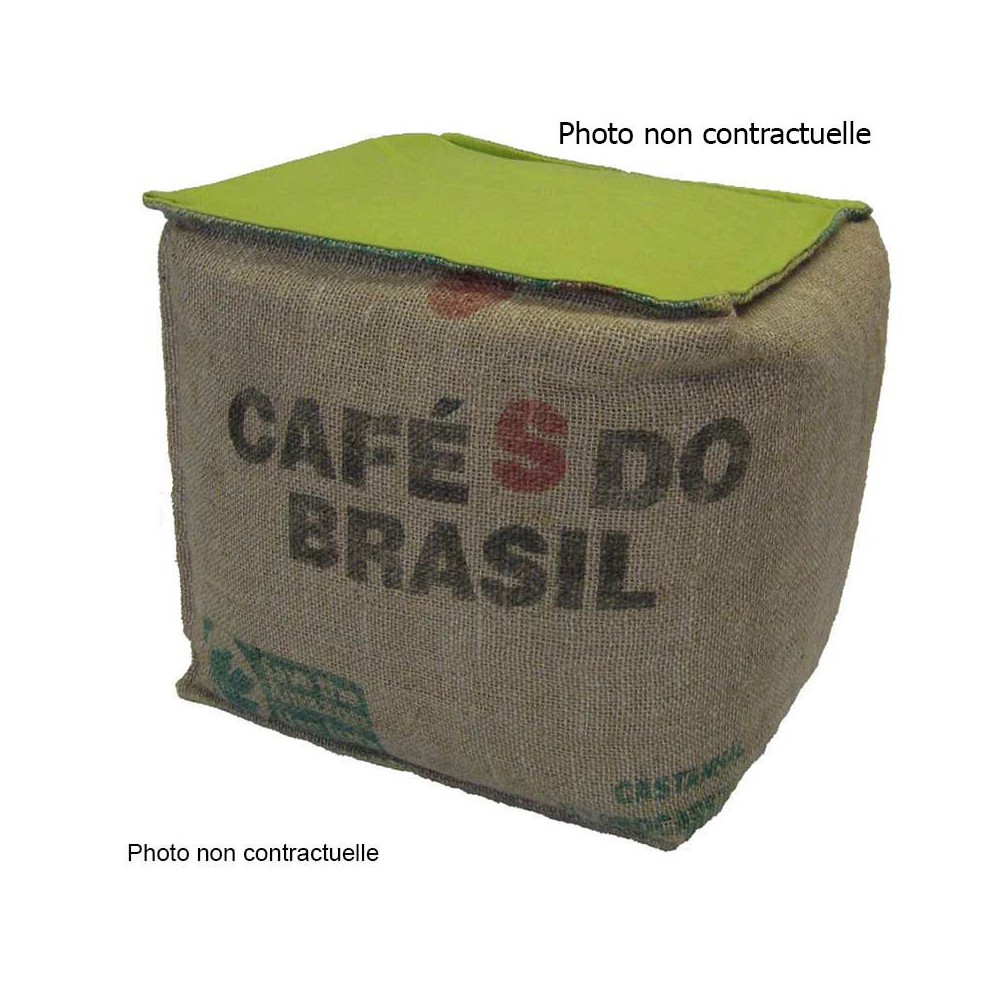 Pouf cube lin et coton vert anis Pouf cube lin et coton vert anis