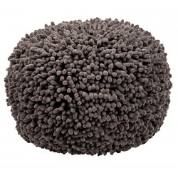 Pouf gris rond microfibre