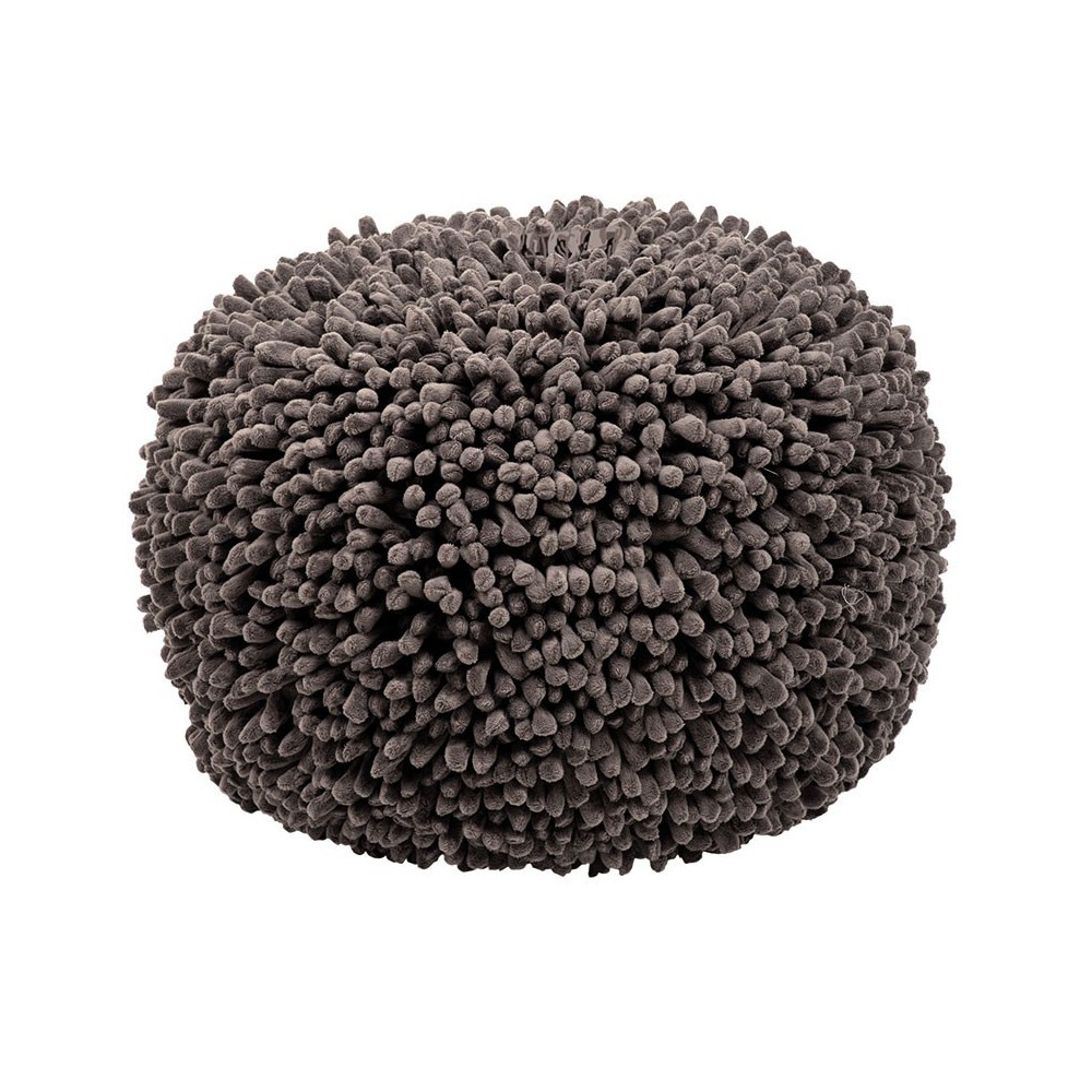 Pouf gris rond microfibre Pouf gris rond microfibre