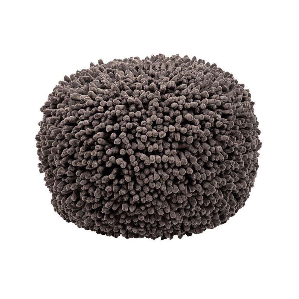 Pouf gris rond microfibre