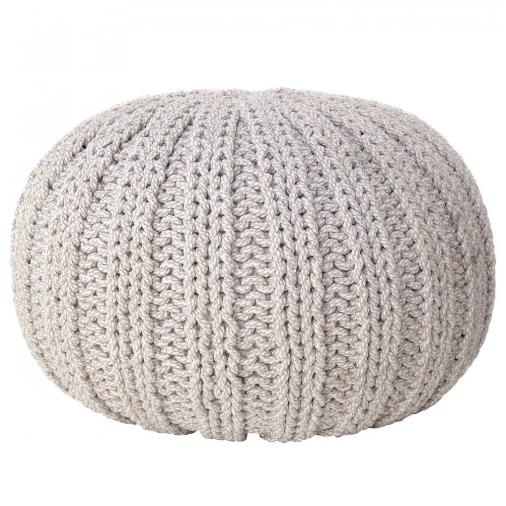 Grand pouf tricot blanc