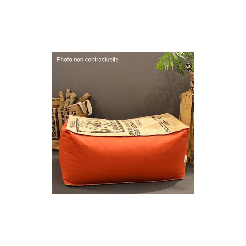 Banquette orange ent toile de jute recyclée