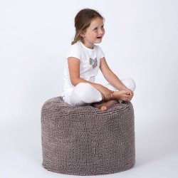 Pouf rond taupe Tiseco