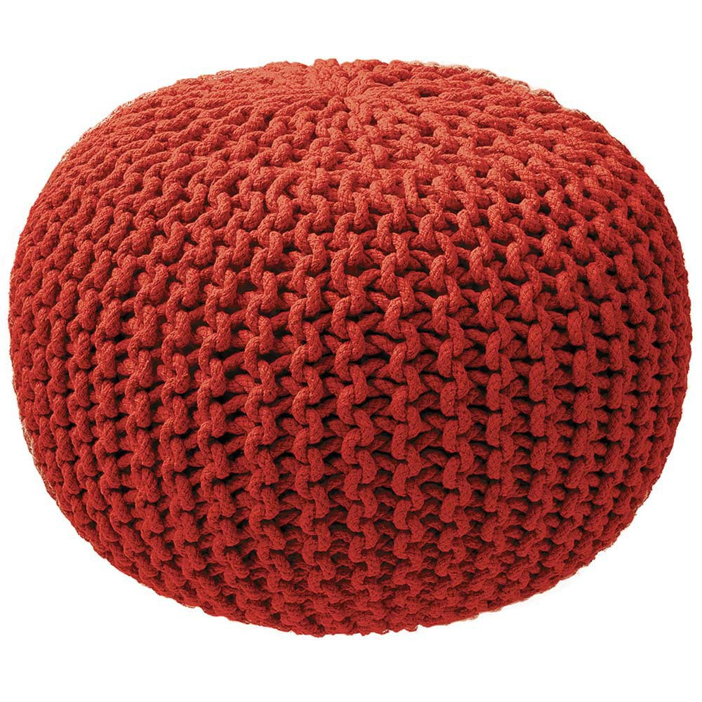 Pouf tricot rouge Pouf tricot rouge