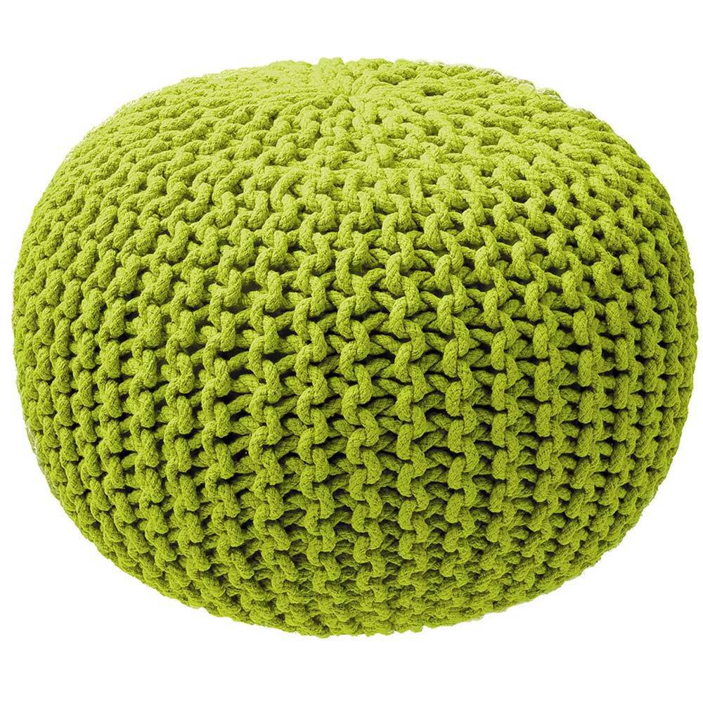 Pouf tricot rond vert