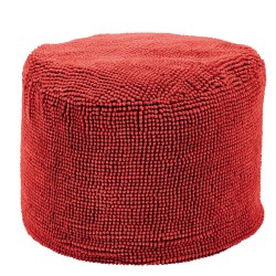 Pouf rond rouge vif