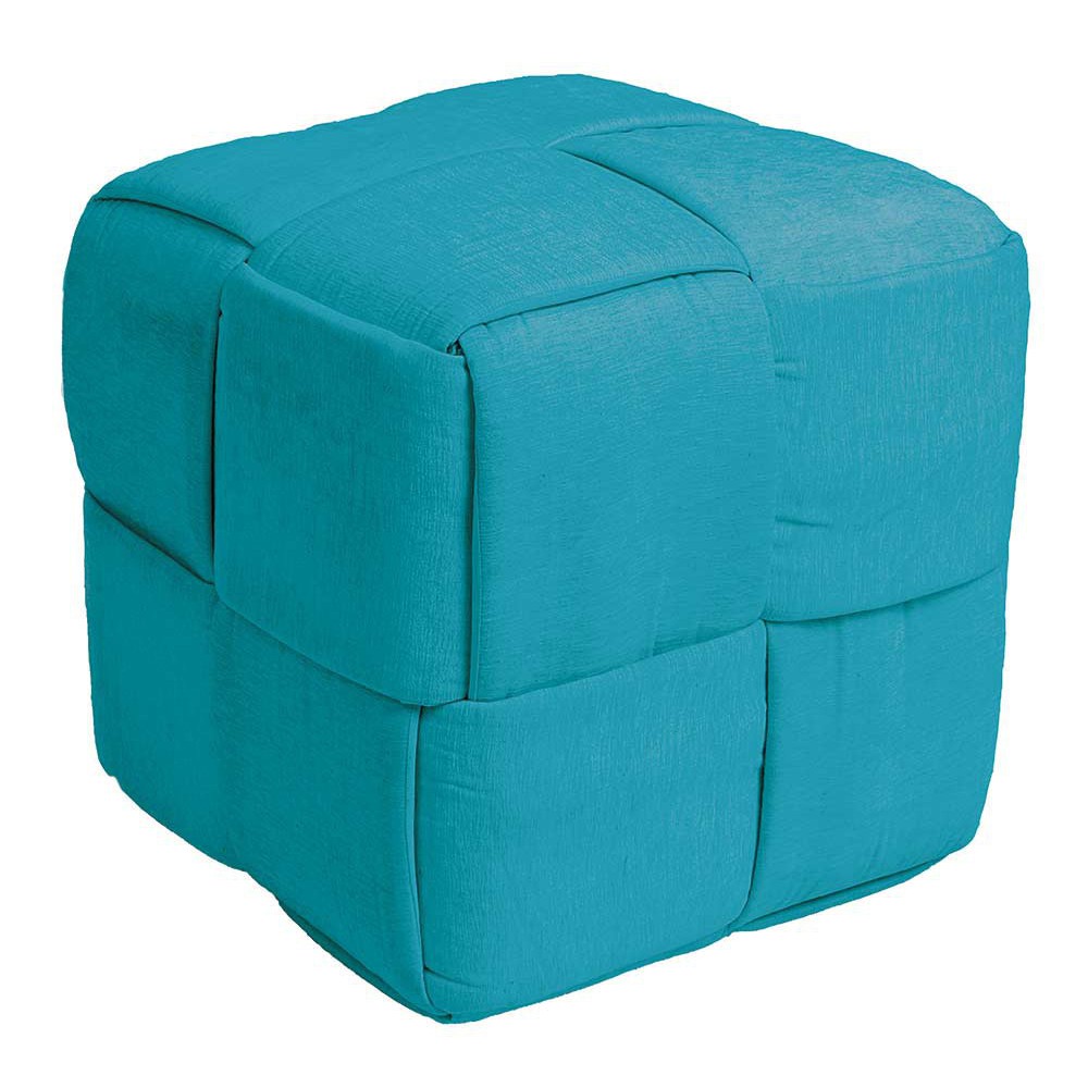 Pouf carré bleu turquoise