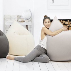 Pouf blanc cassé