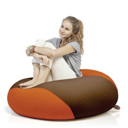 Pouf vintage orange et marron