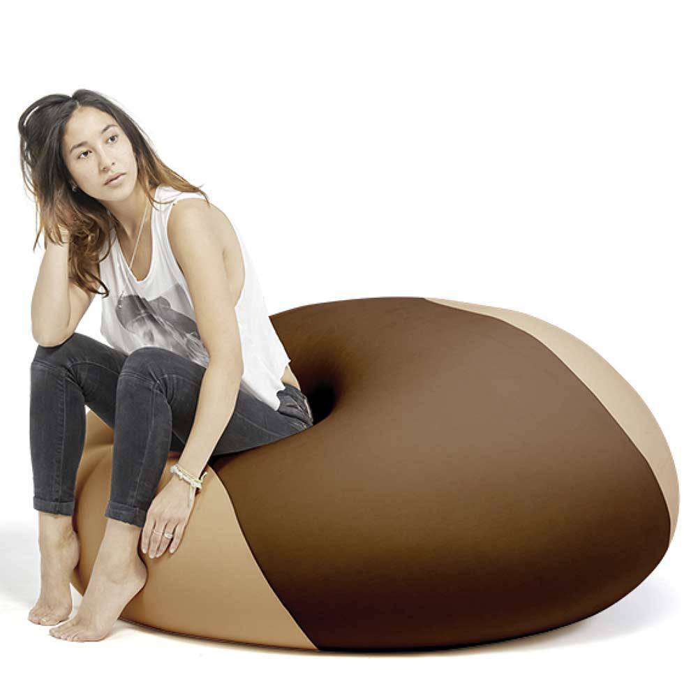 Pouf marron et beige