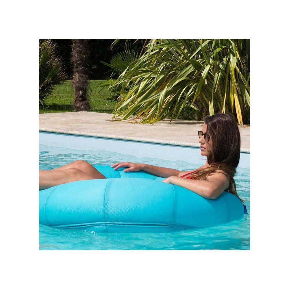 Pouf piscine rond bleu