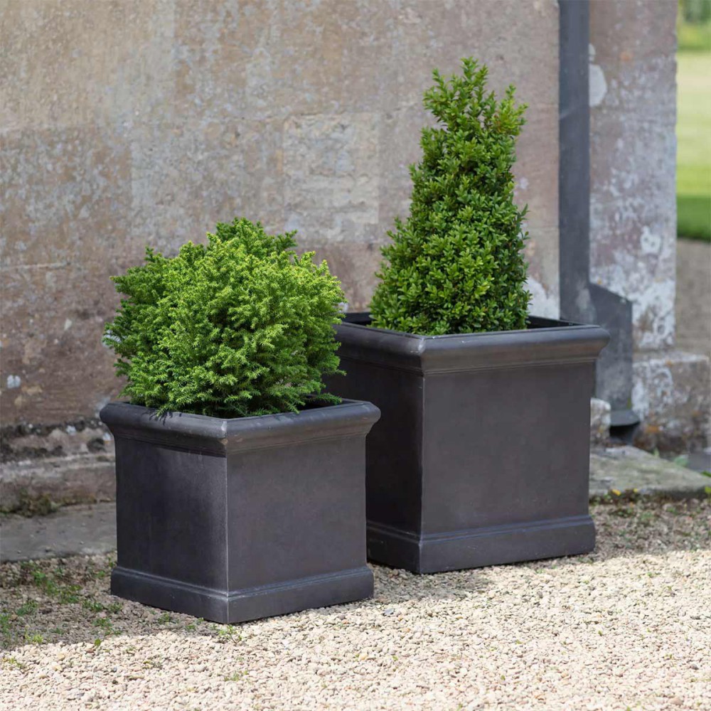 Lot de 2 jardinières noires carrées