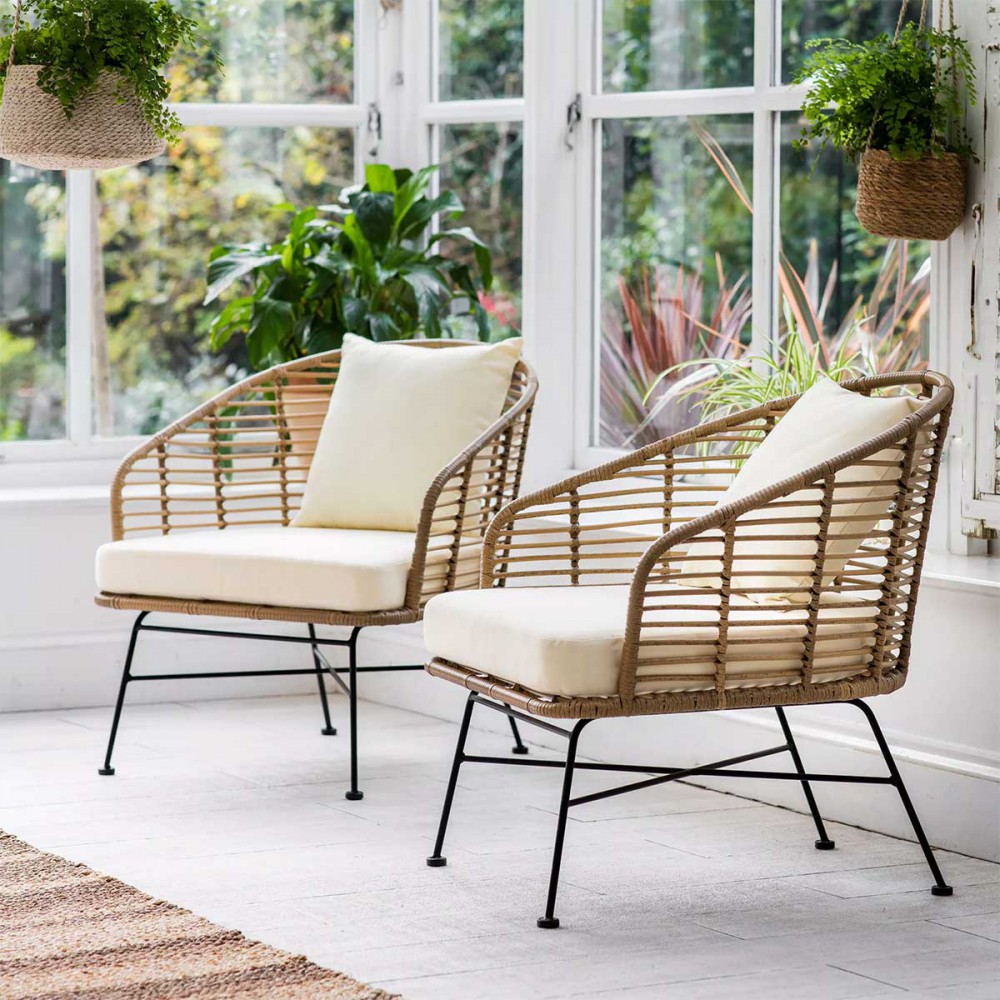 Paire de fauteuils outdoor en bambou