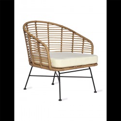 Fauteuil bambou et acier noir