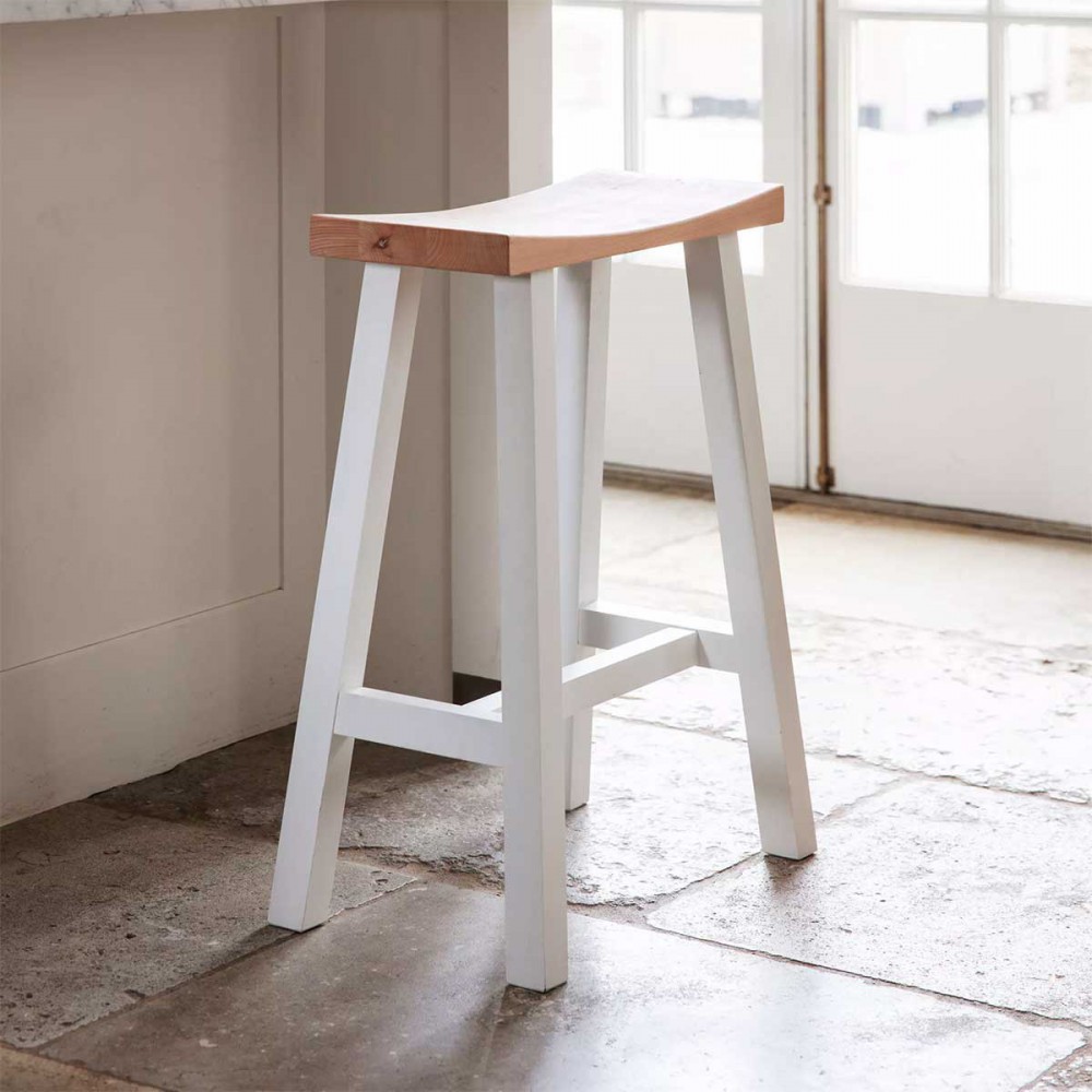 Tabouret De Bar Blanc Et Chêne