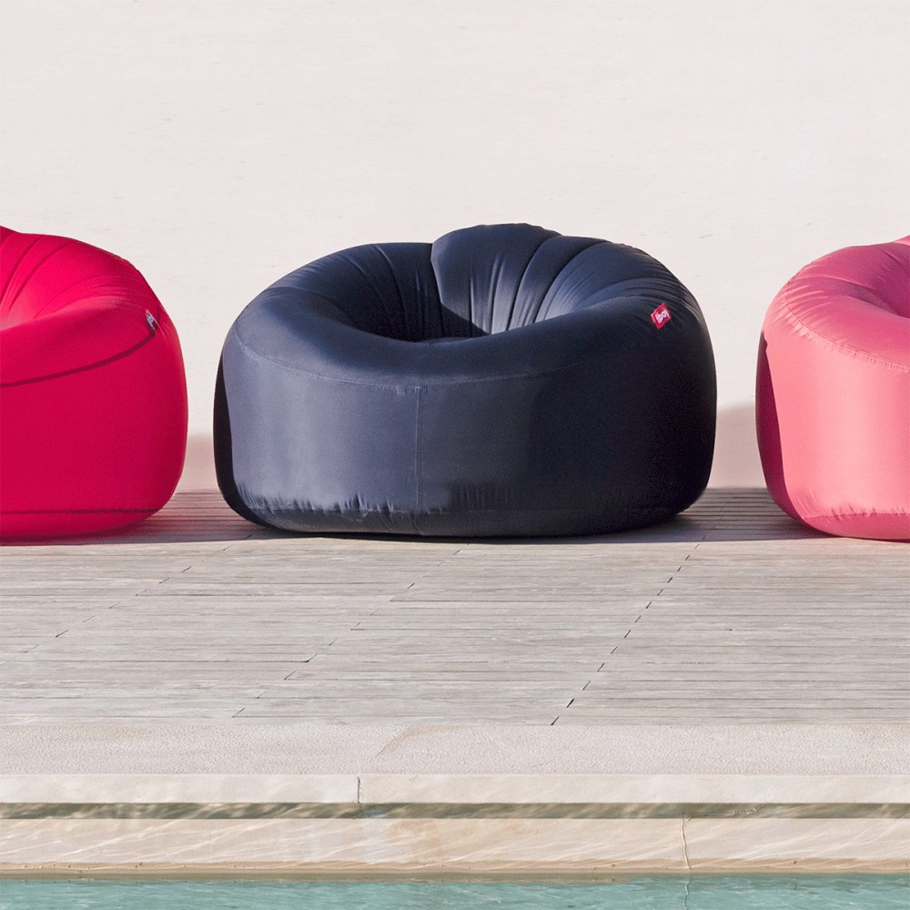 Pouf Poire Velours Côtelé Bleu Marine