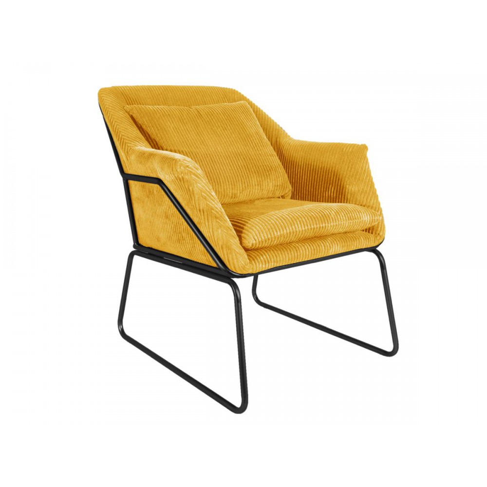 Fauteuil en velours côtelé jaune curry Fauteuil en velours côtelé jaune curry