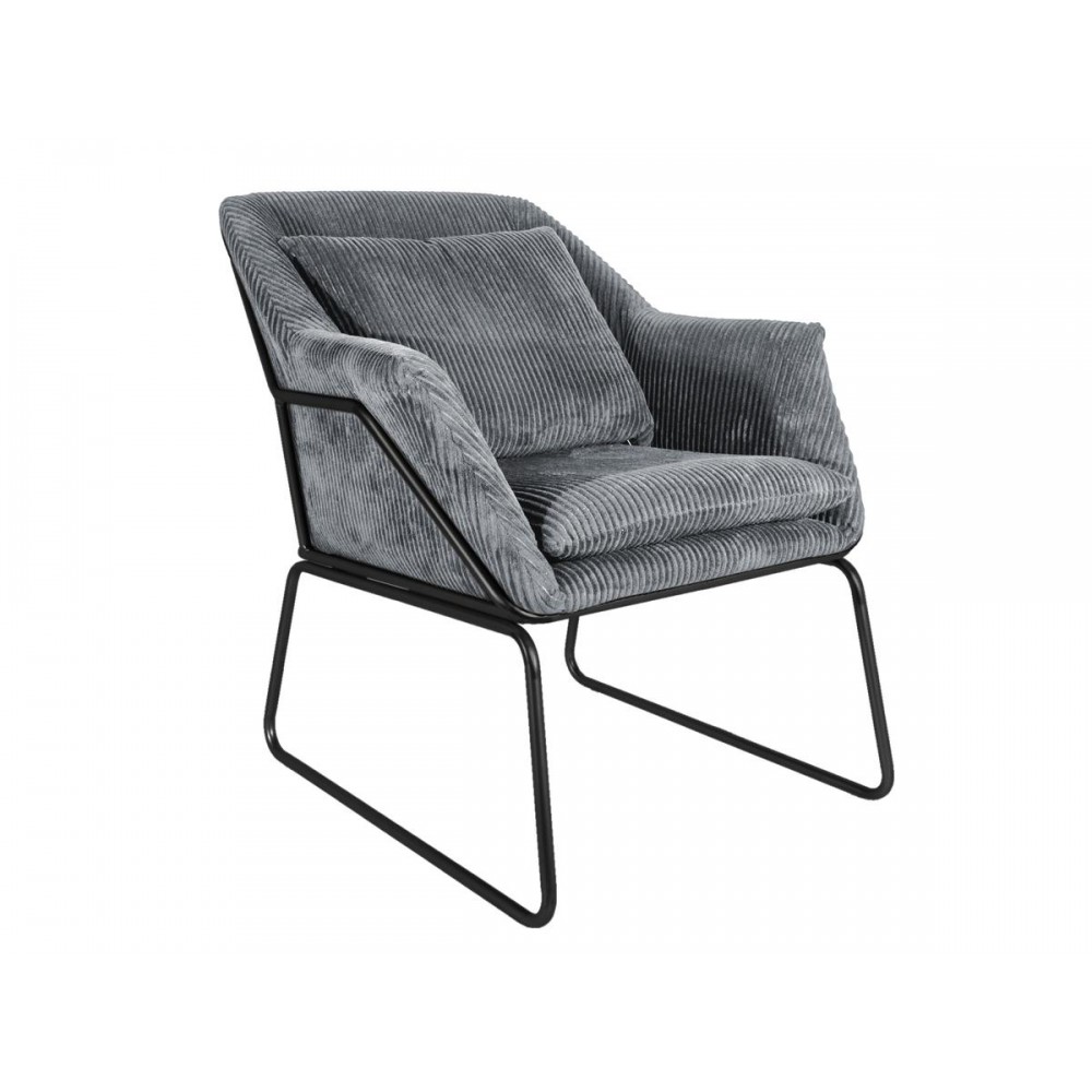 Fauteuil en velours côtelé gris Fauteuil en velours côtelé gris