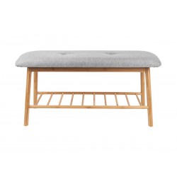 Banc en bambou et tissu gris