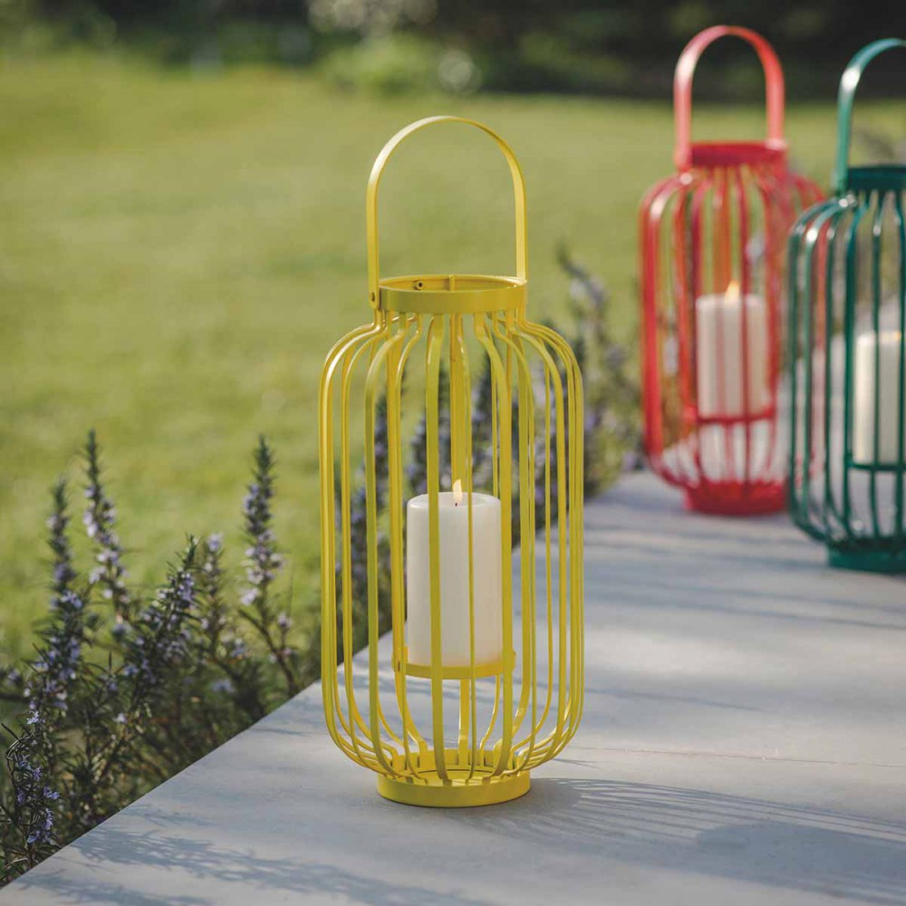 Grande lanterne jaune pour bougie Grande lanterne jaune pour bougie