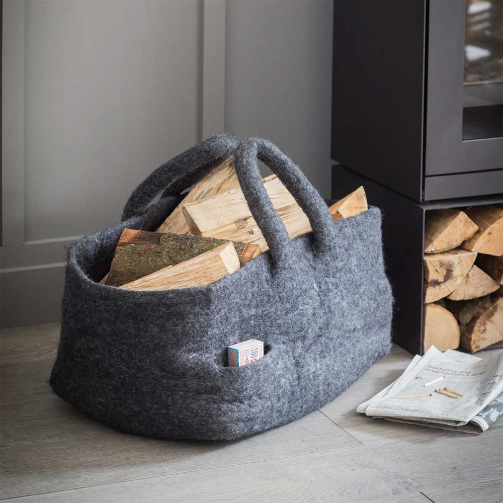 Sac à bûches 100% laine de mouton | Pouf Design