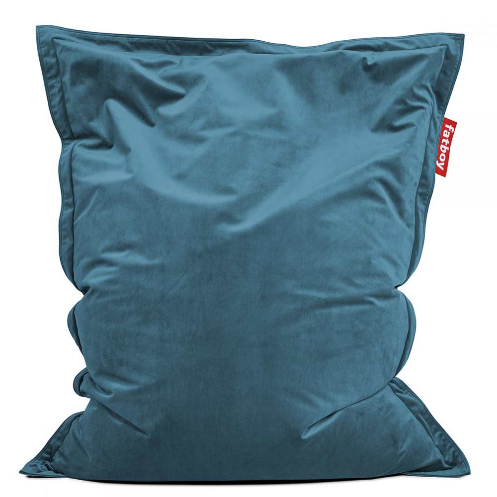 Pouf velours bleu cloud recyclé Pouf velours bleu cloud recyclé
