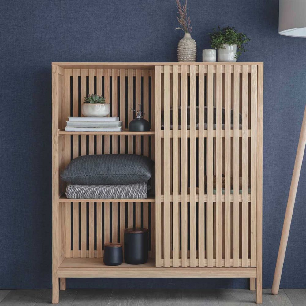 Etagère Modulable Mid-Century en Frêne avec Échelles Blanches par