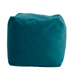 Pouf carré en velours bleu