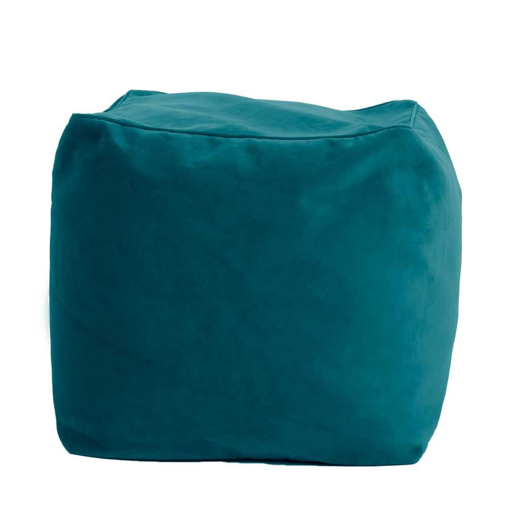 Pouf carré en velours bleu Pouf carré en velours bleu