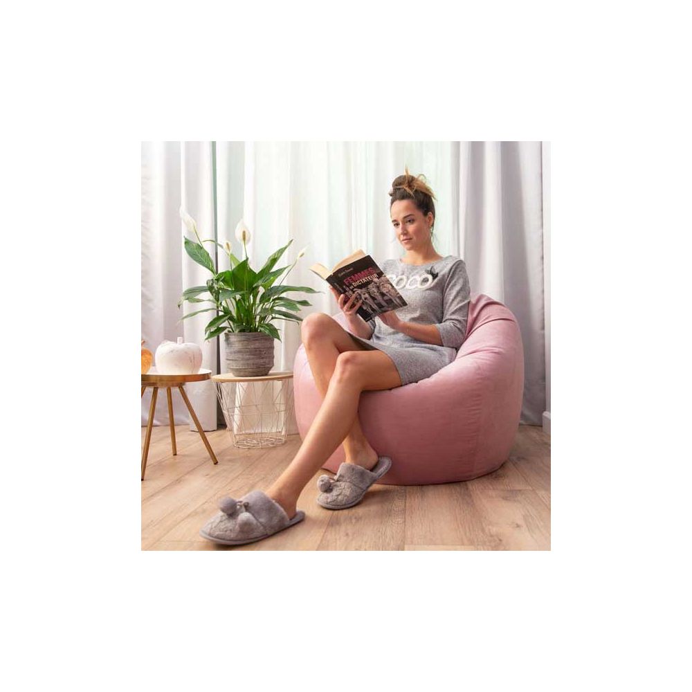 pouf siège rond rose