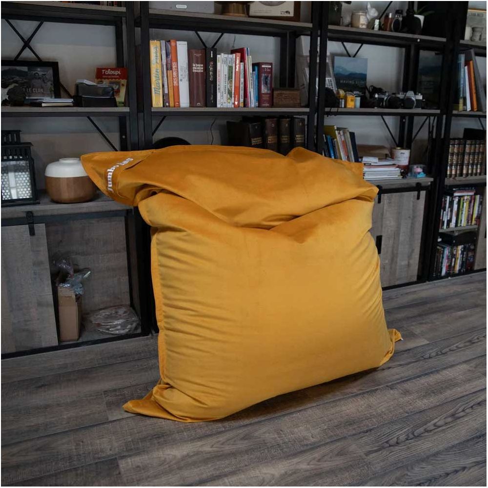 Pouf geant velours jaune