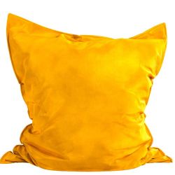 Pouf rectangulaire jaune curry