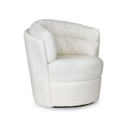 Fauteuil pivotant crème à bouclettes