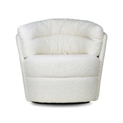 Fauteuil tournant bouclé crême