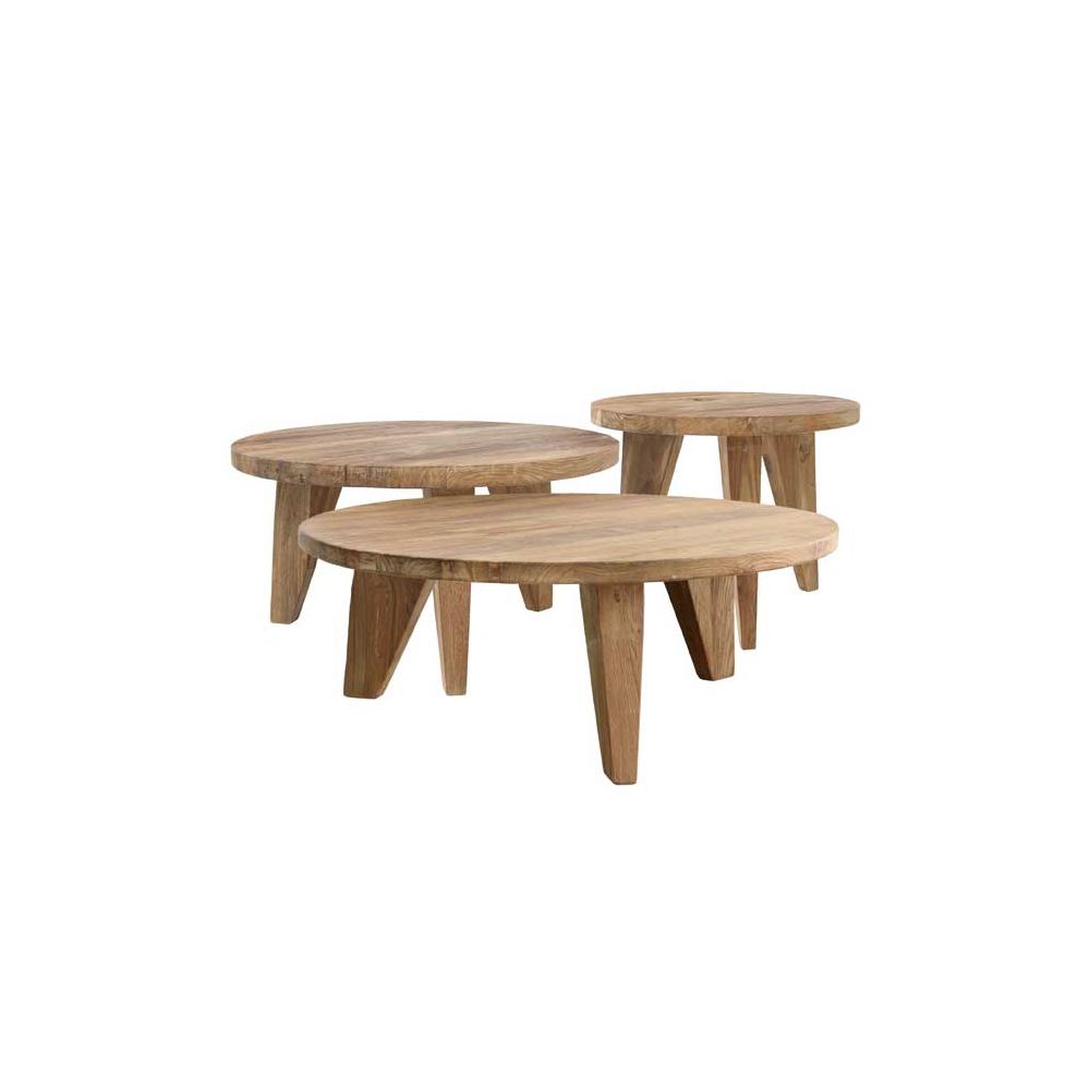 Petite table basse ronde en bois brut