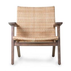 Chaise avec accoudoir en rotin tressé