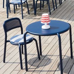 Chaise bistro bleu alu