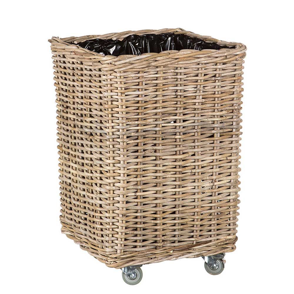 Panier à bûches sur roulettes en osier SHOPPER