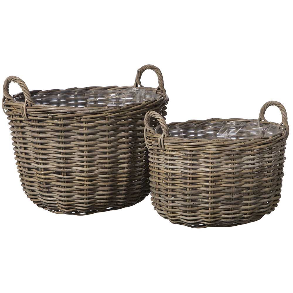 Panier à bûches adapté à l'extérieur Panier en rotin gris en 3