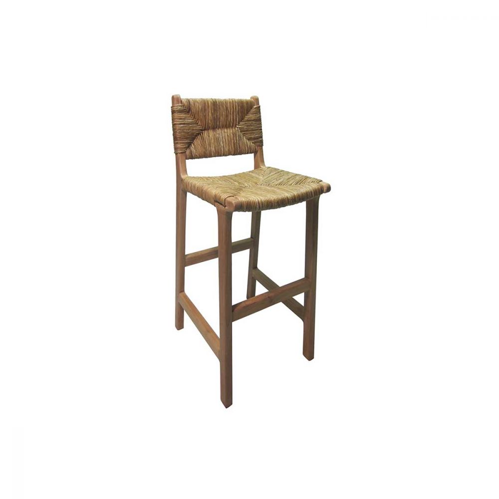 Chaise haute de bar en bois et fibres