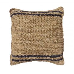 Coussin en sisal lignes noir